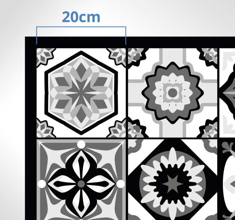Black white and grey kitchen floor tiles - TenStickers