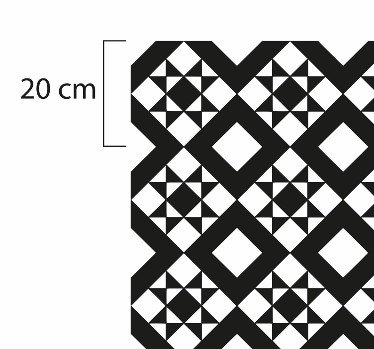 Black and white geometric tile kitchen vinyl rug - TenStickers