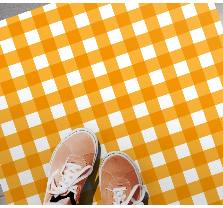 Orange checkered motif kitchen vinyl rug - TenStickers