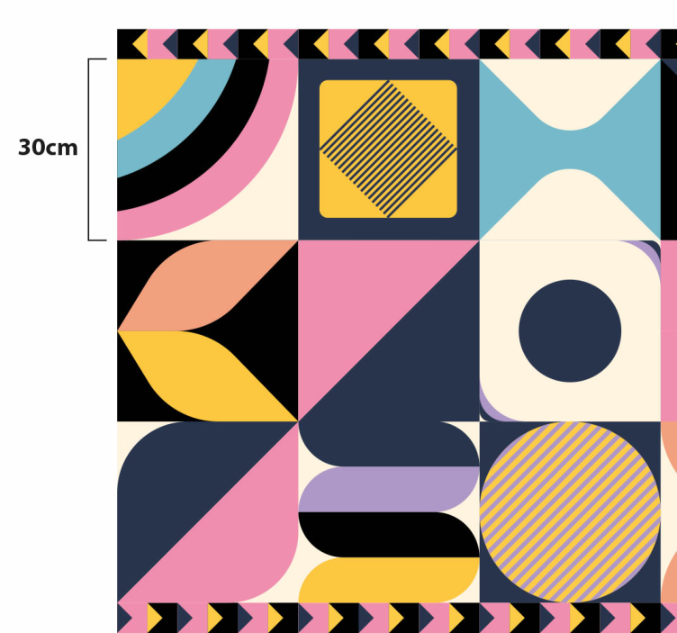 Geometric vinyl rug in colorful segments - TenStickers
