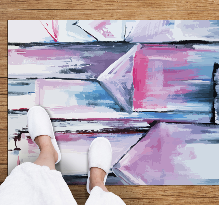 Abstract colour layers vinyl rug - TenStickers