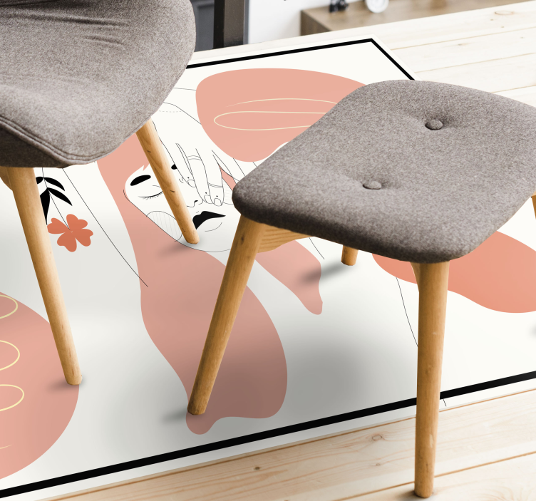 Abstract Facial Art minimalist vinyl rug - TenStickers