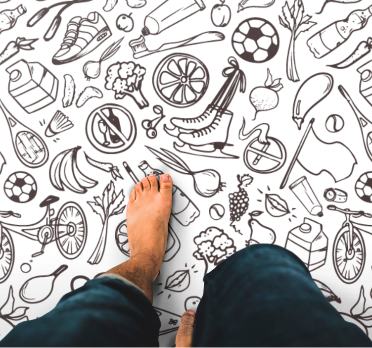 Active Lifestyle Icons vinyl rug - TenStickers