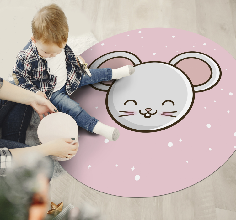 Adorable Mouse Illustration kids vinyl rug - TenStickers