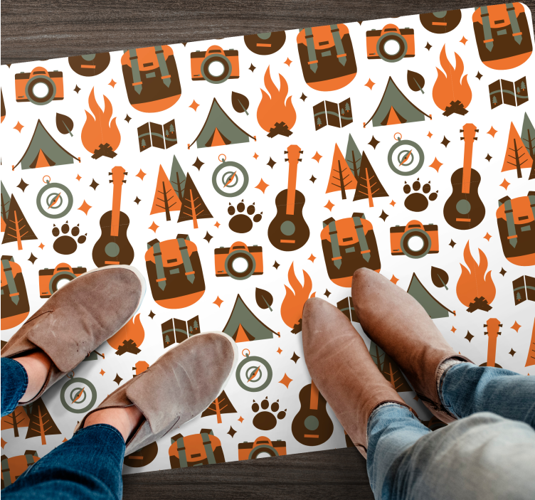 Adventure Camping Icons vinyl rug - TenStickers