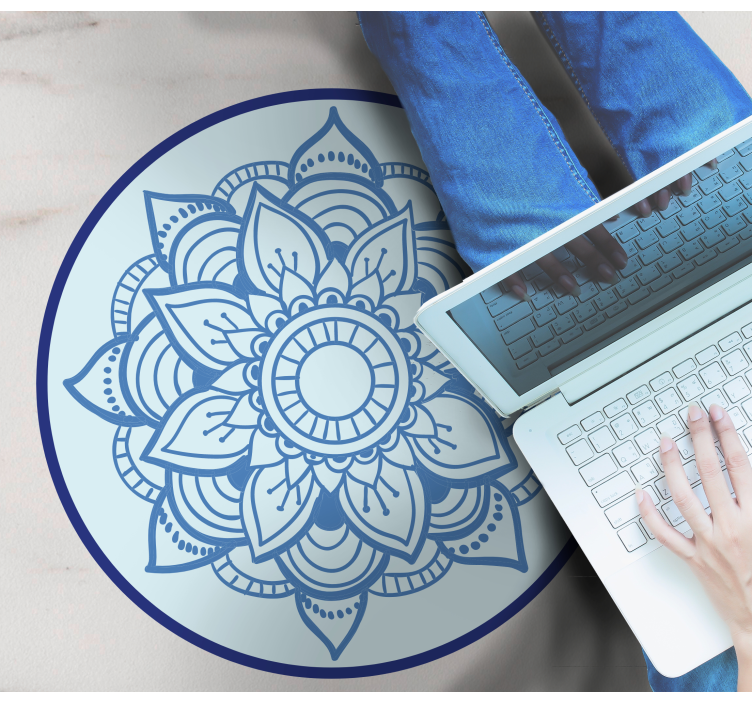 African style blue mandala vinyl rug - TenStickers