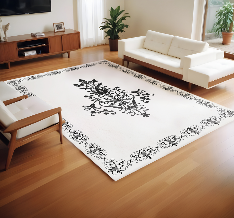 Aged damask white vinyl rug - TenStickers