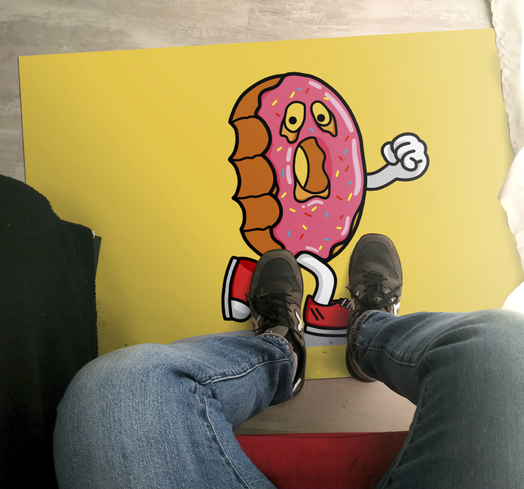 Animated Donut Character vinyl rug - TenStickers