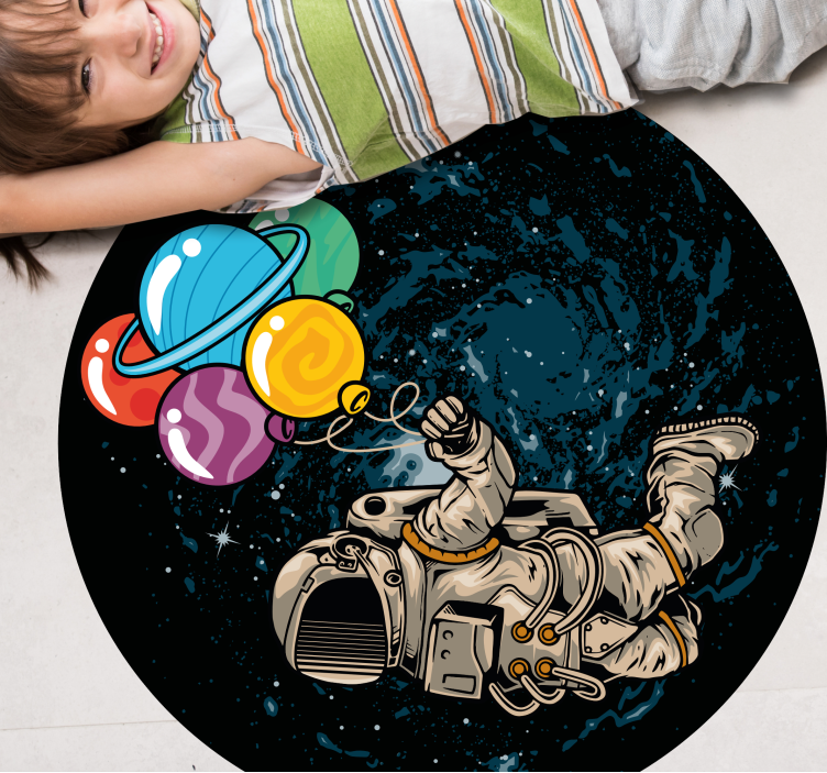 Astronaut with balloons vinyl rug - TenStickers