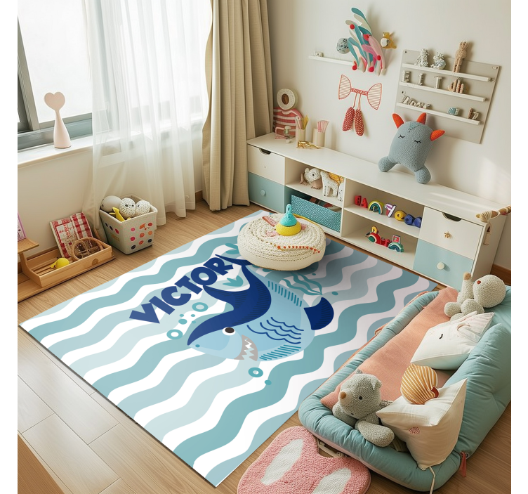 Baby Shark with name vinyl rug with name - TenStickers