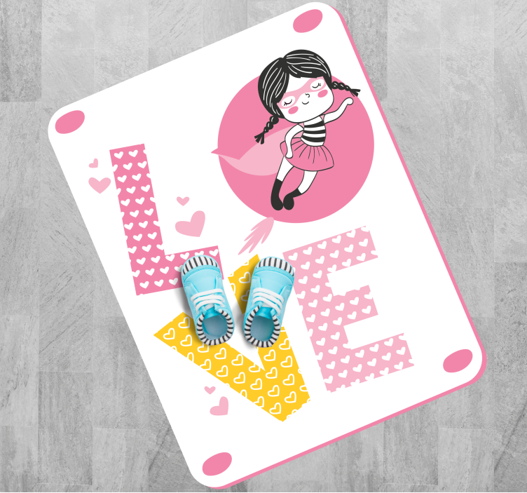 Ballerina Love Illustration nursery vinyl rug - TenStickers