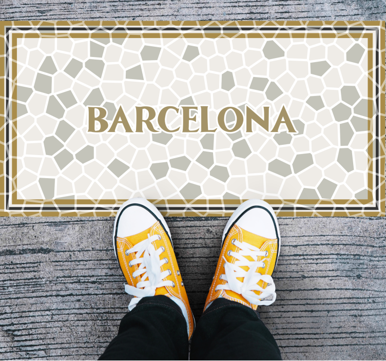 Barcelona Geometric Pattern mosaic vinyl rug - TenStickers