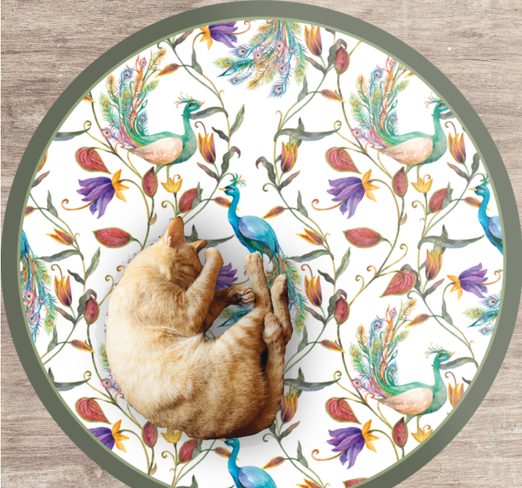 Beautiful peacock blooms flower vinyl rug - TenStickers