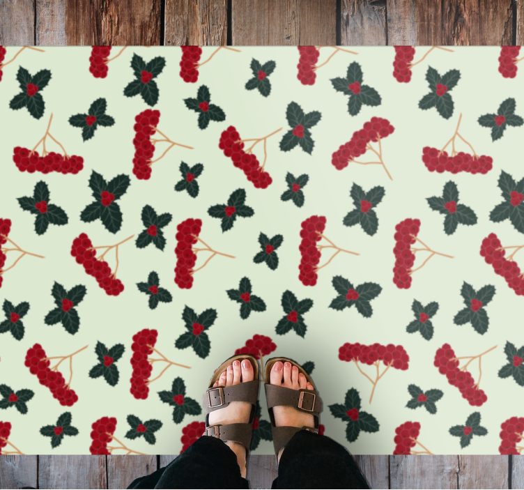 Berry Leaf Pattern floral vinyl rug - TenStickers