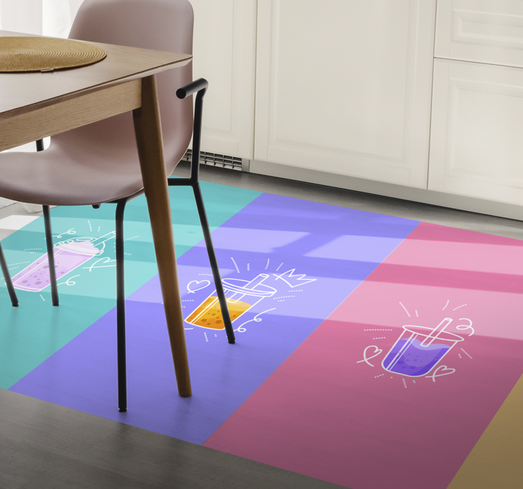 Beverage Doodle Squares custom vinyl rug - TenStickers