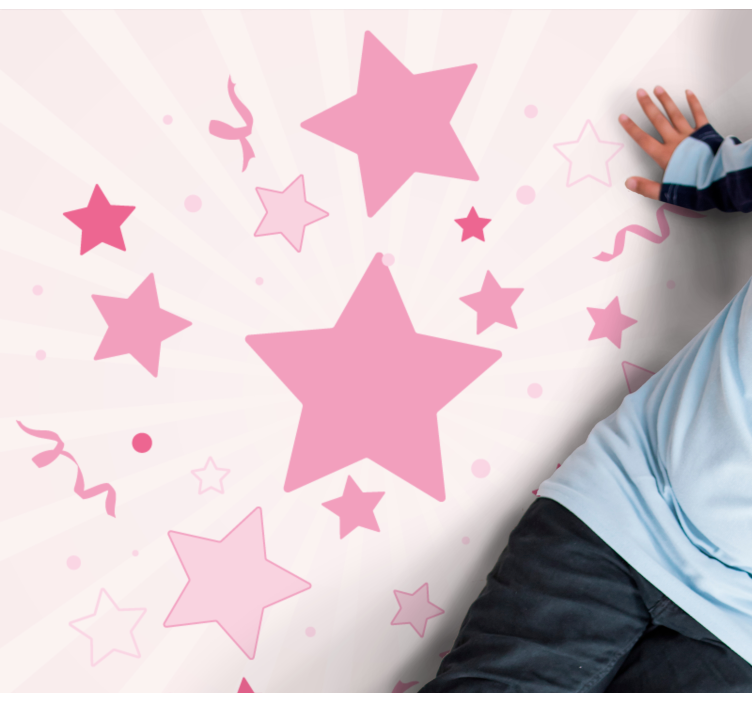 big pink stars square vinyl rug - TenStickers