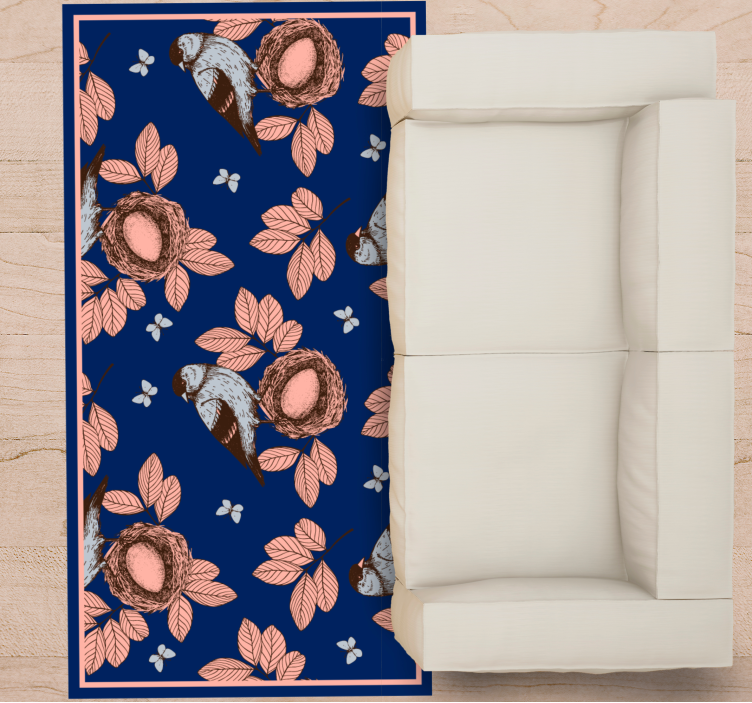Bird Nest Botanical Motif animal vinyl rug - TenStickers