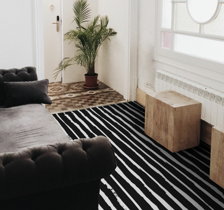 Black and white lines stripes carpet - TenStickers