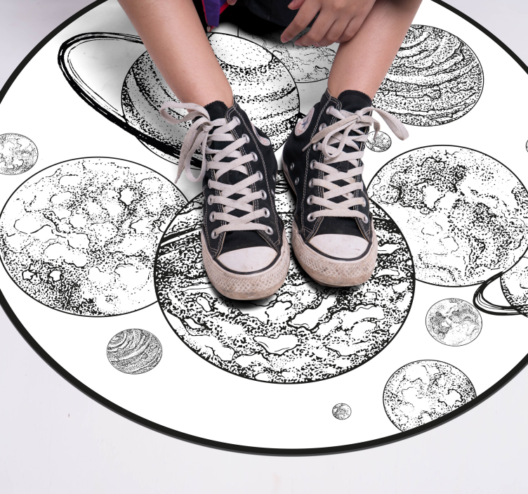 Black and White Solar System vinyl rug - TenStickers