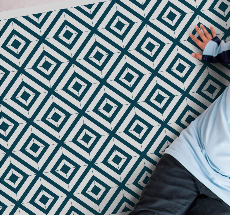 Blue and gray diagonal lines tile carpet - TenStickers