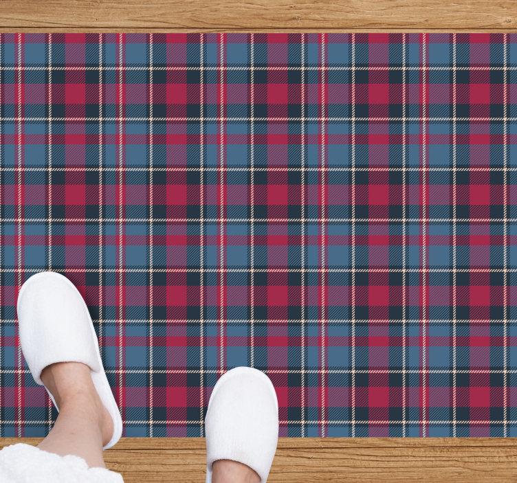 Blue and red tartan vintage rug - TenStickers