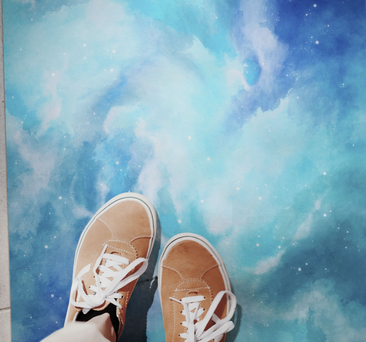 Blue aquarelle modern vinyl rug - TenStickers