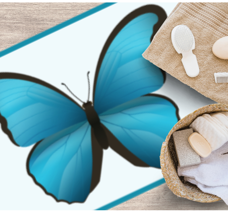 Blue butterfly animal vinyl rug - TenStickers