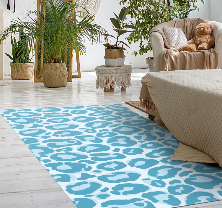 Blue leopard print animal print vinyl rug - TenStickers