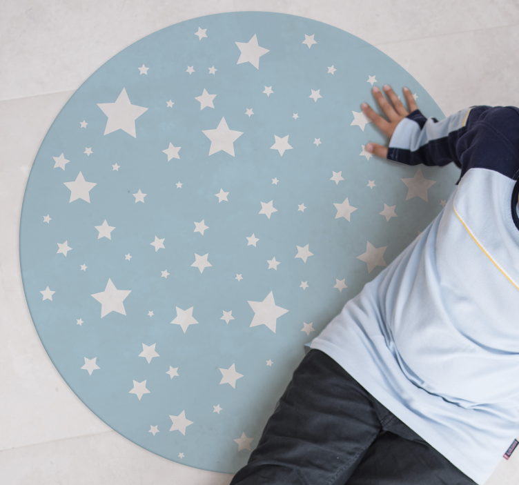 Blue Stars Round vinyl rug - TenStickers
