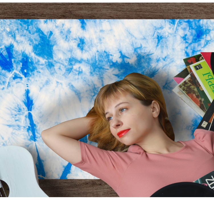 Blue Tie-Dye living room vinyl rug - TenStickers