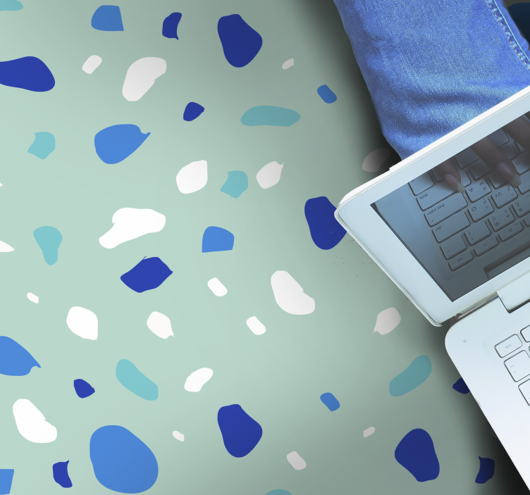 Blue tones terrazzo texture carpet - TenStickers