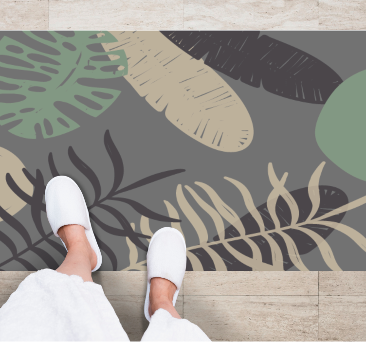 Botanical Leaf Pattern Design flower vinyl rug - TenStickers