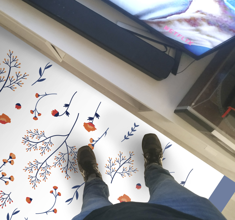 Botanical Autumn Motif flower vinyl rug - TenStickers