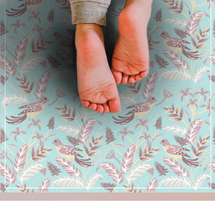 Botanical Avian Motif flower vinyl rug - TenStickers