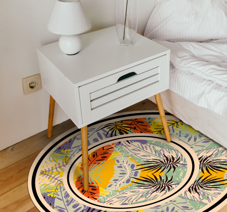 Botanical Circular Motif flower vinyl rug - TenStickers