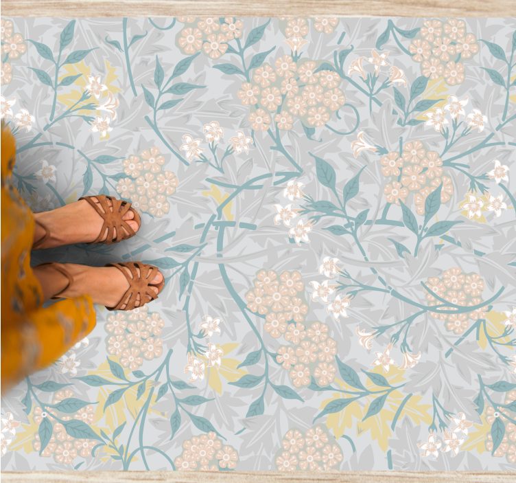 Flower vinyl rug with botanical design - TenStickers