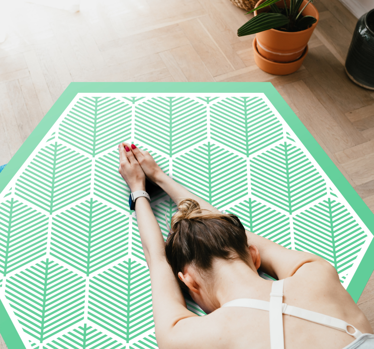 Botanical Geometrics flower vinyl rug - TenStickers