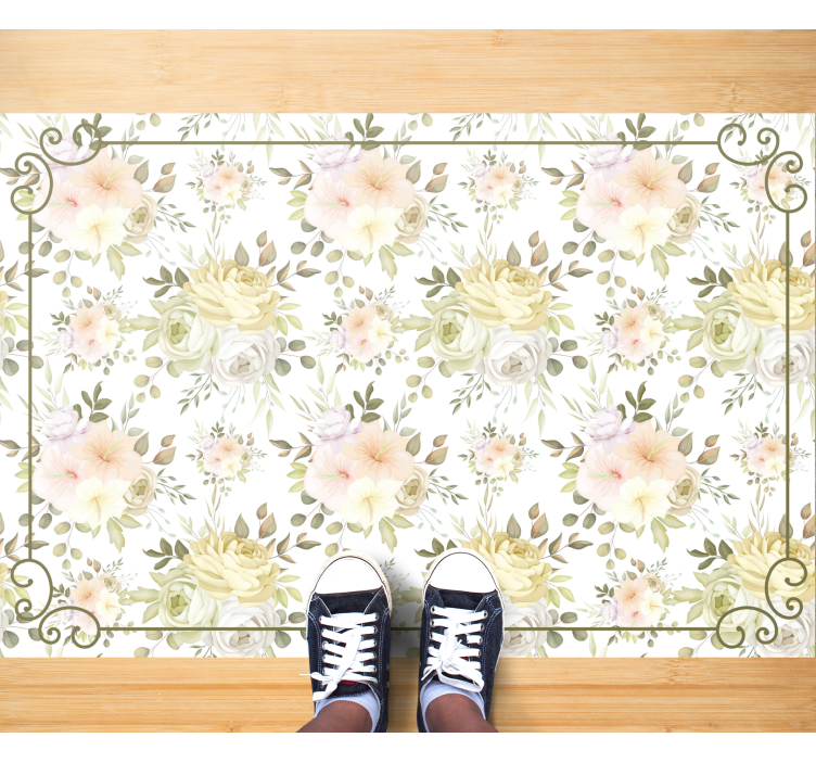 Botanical Grace flower vinyl rug - TenStickers
