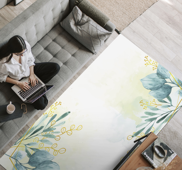 Botanical Motif Elegance flower vinyl rug - TenStickers