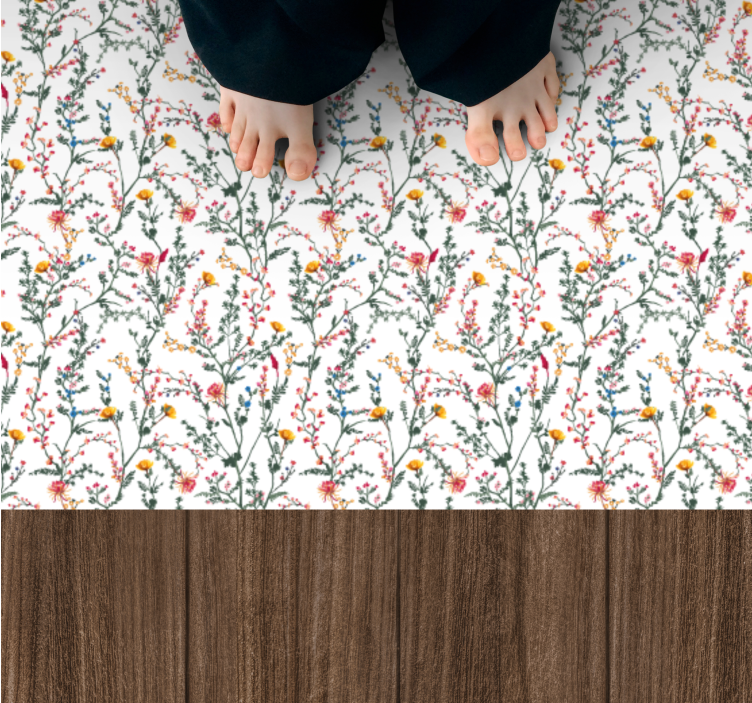 Botanical Oasis flower vinyl rug - TenStickers