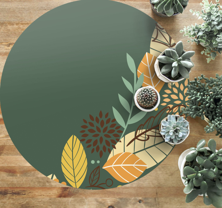 Botanical Pattern Circle flower vinyl rug - TenStickers