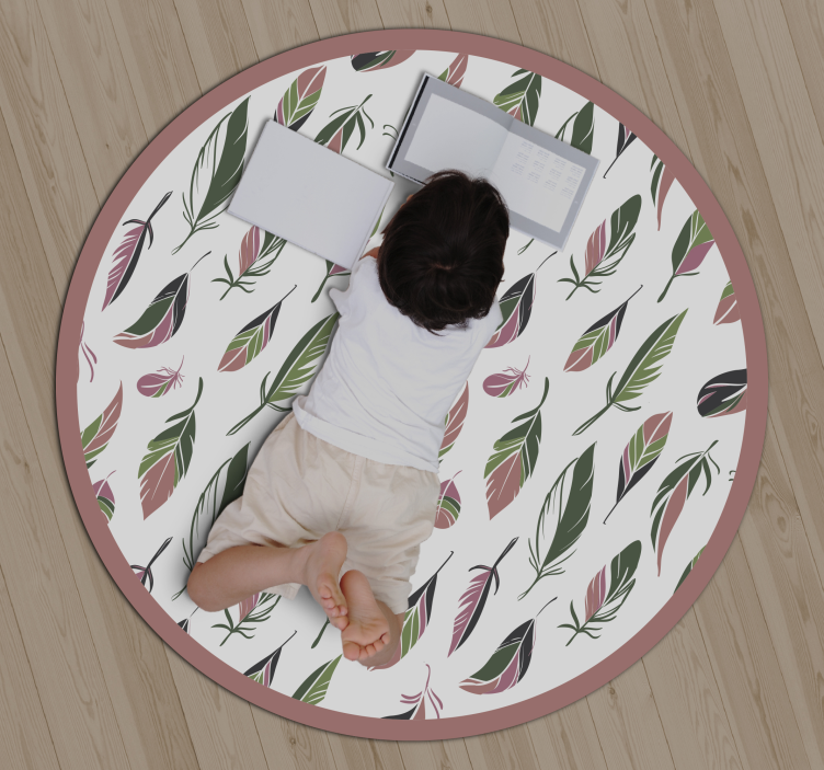 Botanical Patterned Circle flower vinyl rug - TenStickers