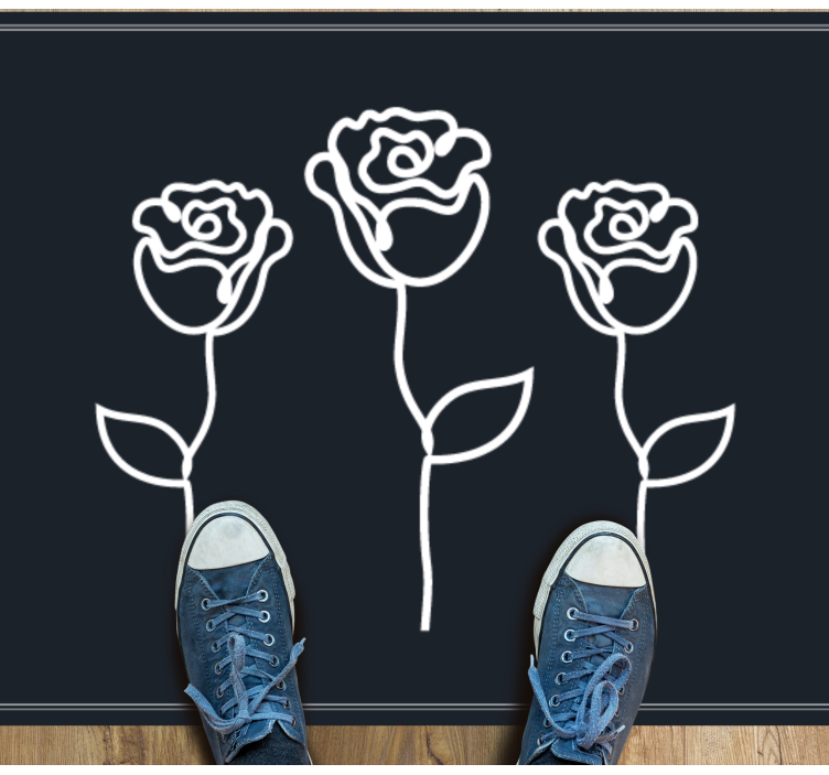 Botanical Sketch Representation flower vinyl rug - TenStickers