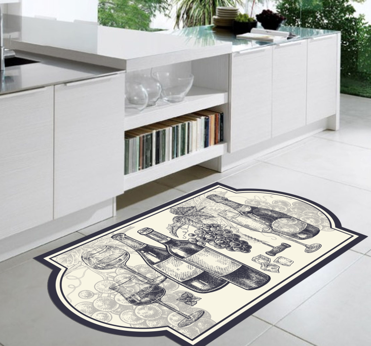 Bottles of wine vintage kitchen vinyl rug - TenStickers
