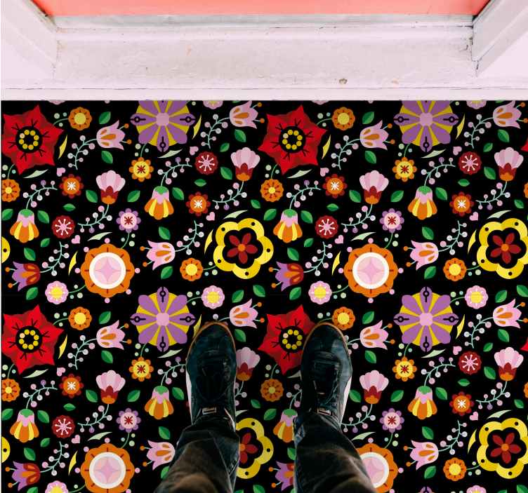 Bright Botanical Illustration flower vinyl rug - TenStickers