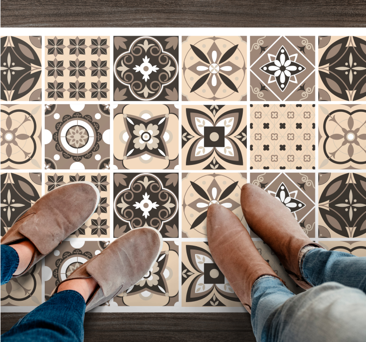 Brown classic tiles vinyl carpet - TenStickers