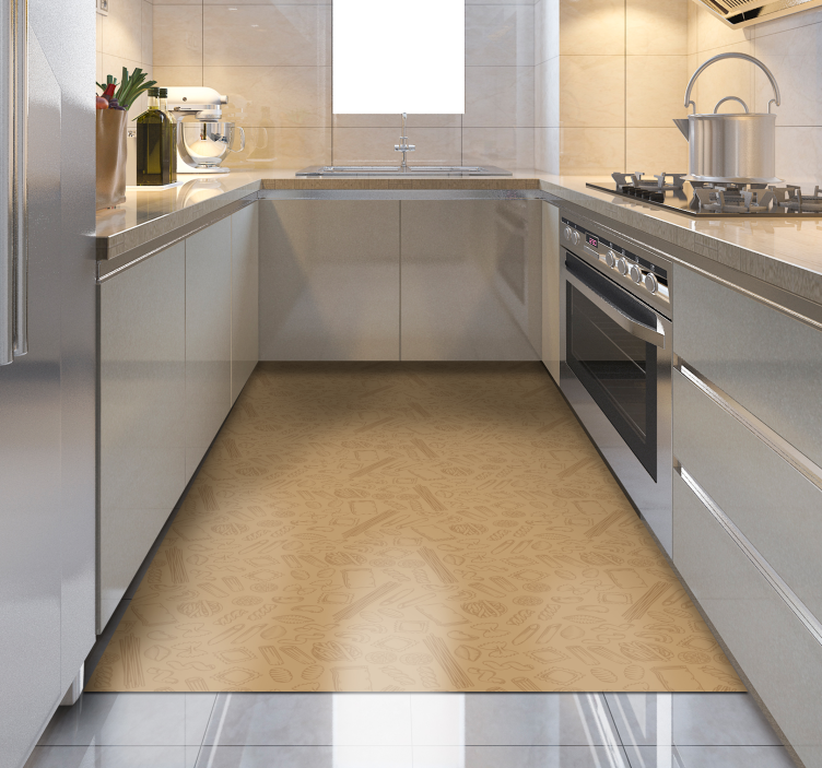 Brown Pasta Kitchen Pattern vinyl rug - TenStickers