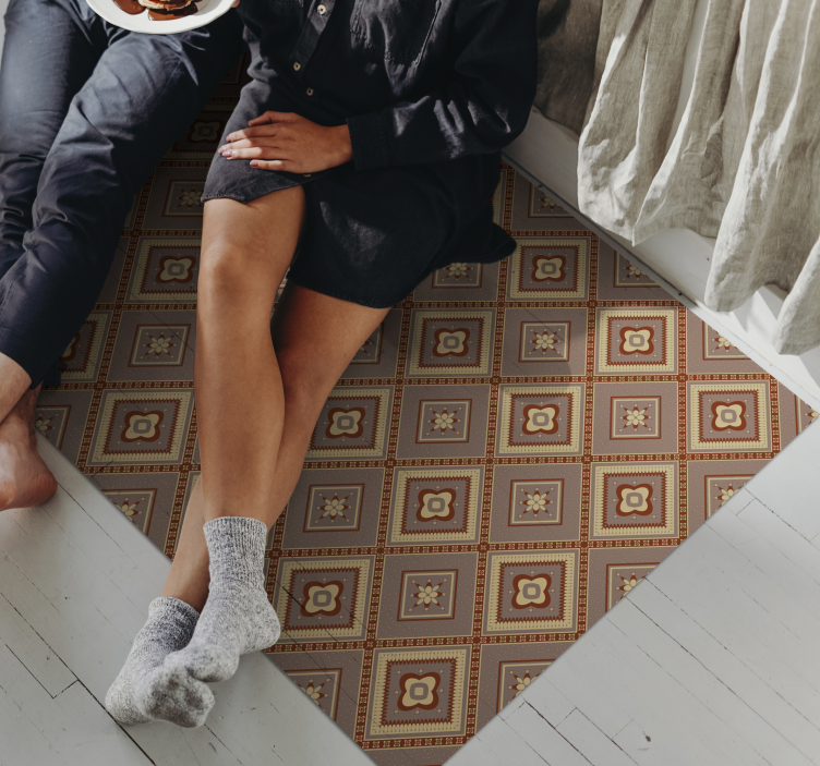 Brown pattern mosaic floor tiles - TenStickers