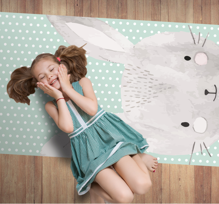 Bunny Illustration nursery vinyl rug - TenStickers
