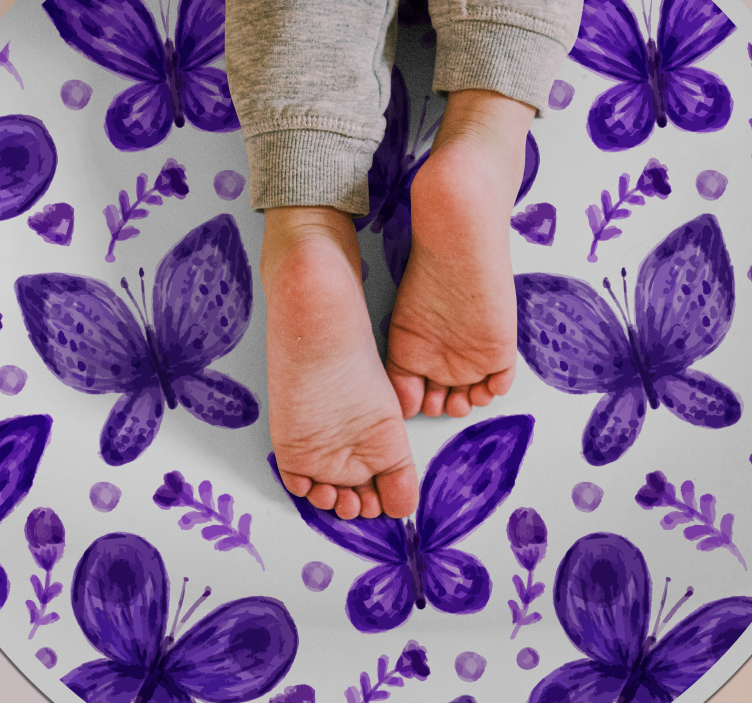 Butterfly Circle Pattern flower vinyl rug - TenStickers
